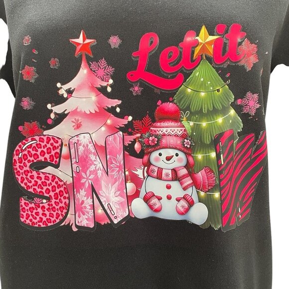 Let It Snow Hoodie XL Black Christmas Fleece Coquette Soft Girl Winter Holiday - Picture 5 of 8